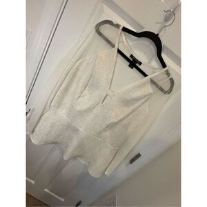 Ashley Stewart women’s 22/24 white gold blouse mesh long sleeve